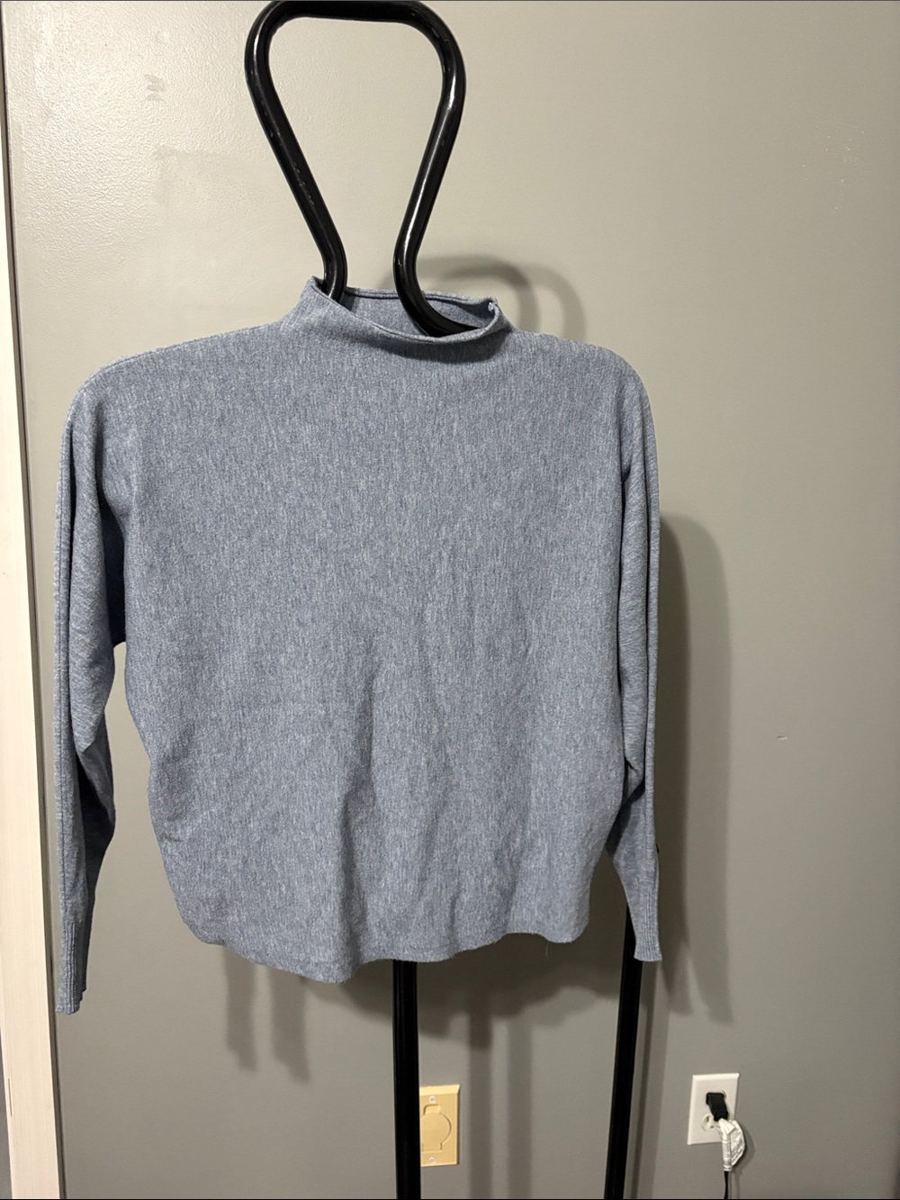 Soft Light Blueish Grey Mock Neck Sweater - Relaxed Fit